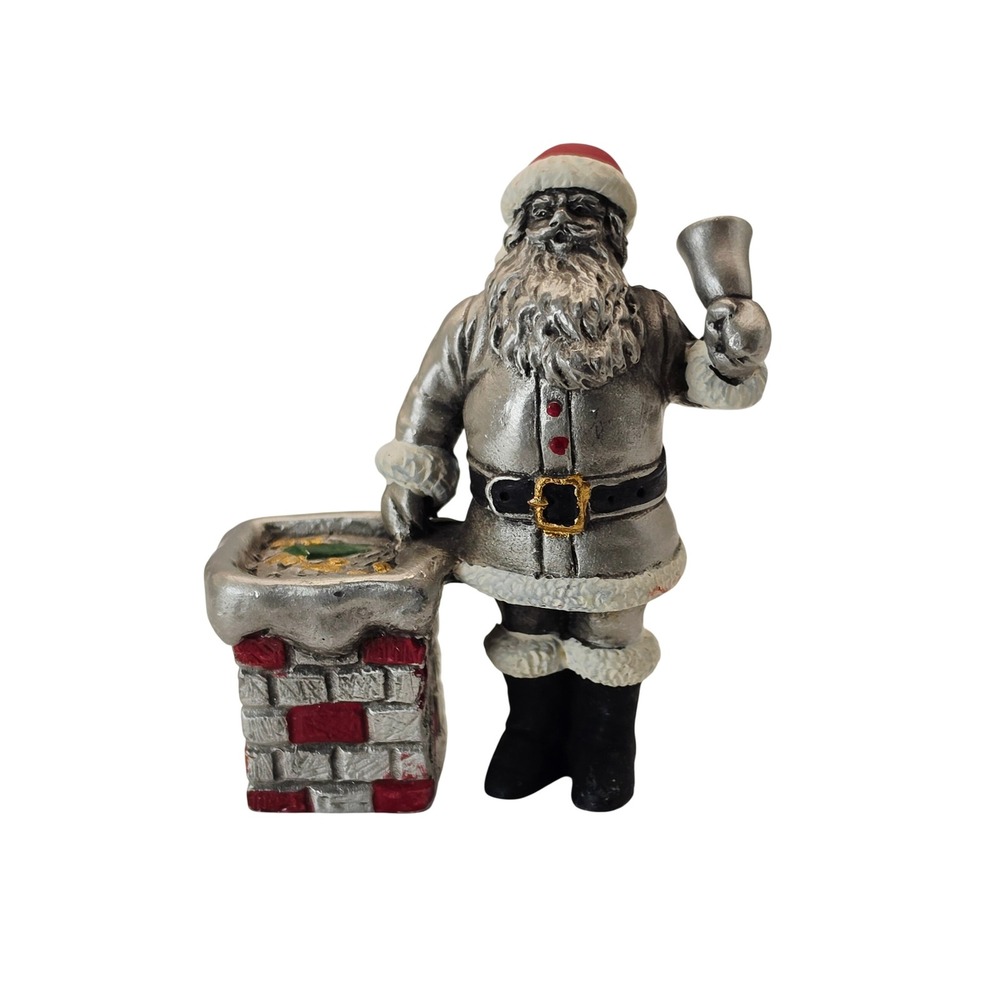 Vintage 1988 Hudson Fine Pewter Santa with Chimney Figurine 4301 USA Made